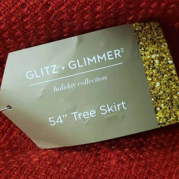 Glitz & Glimmer NWT 54" Red Sequined Tree Skirt - Picture 3 of 7